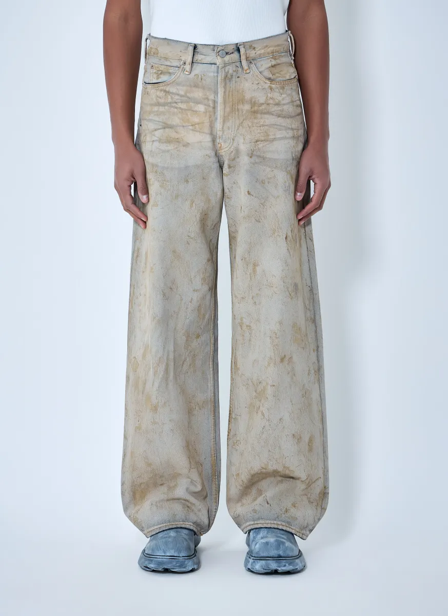 Wide-Leg Distressed Pants
