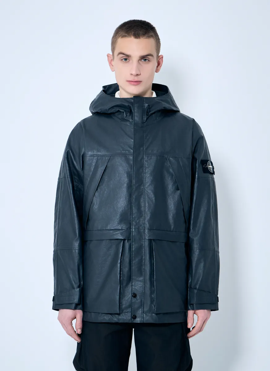 Leather Organza Hooded Jacket