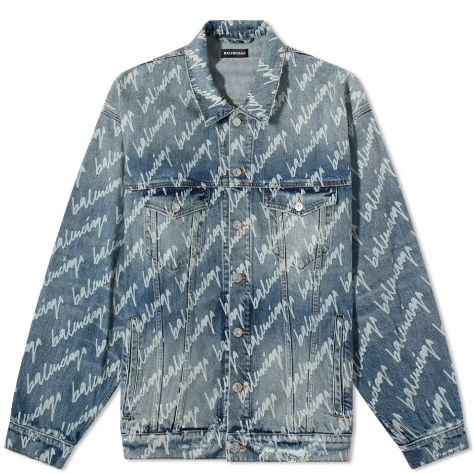Script Logo Oversized Denim Jacket