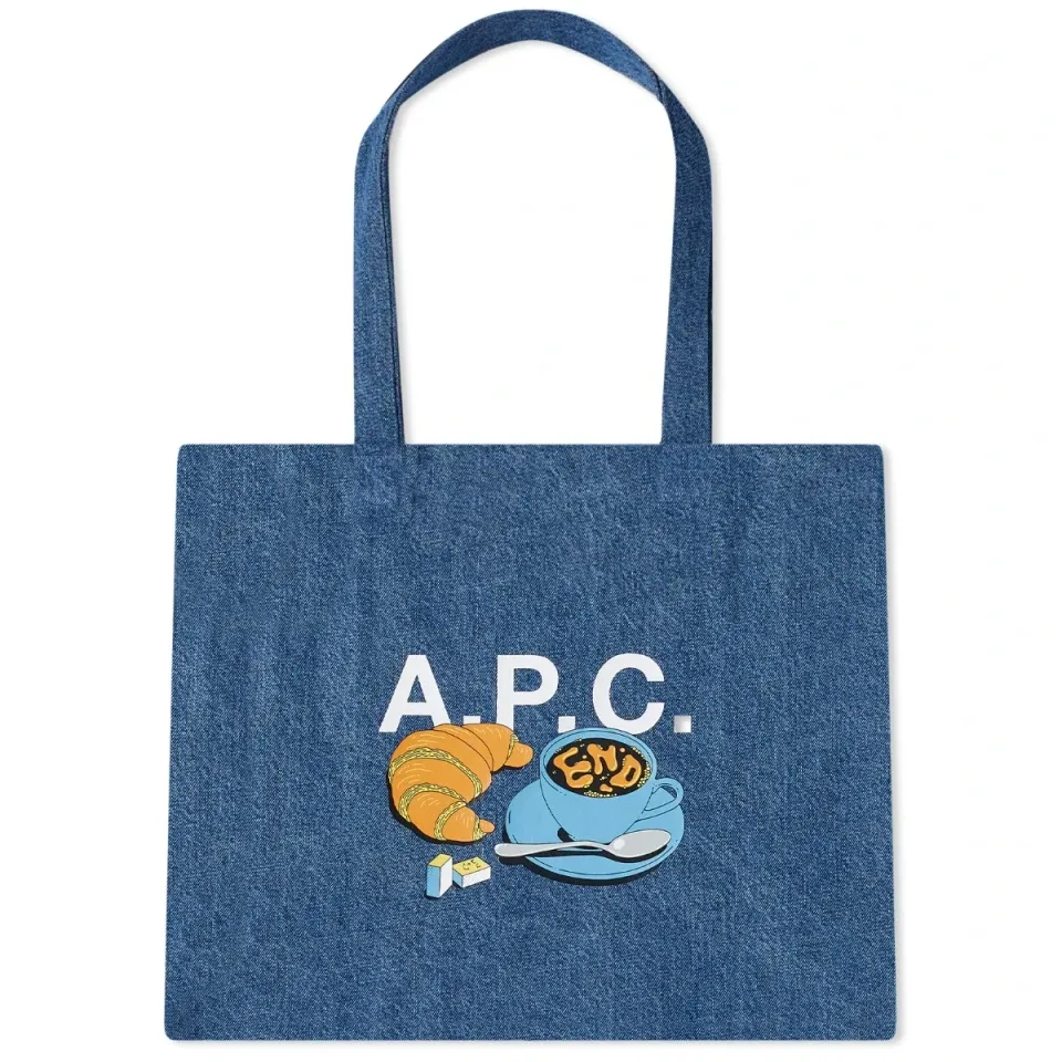 END. x A.P.C. 'Coffee Club' Lou Denim Tote Bag