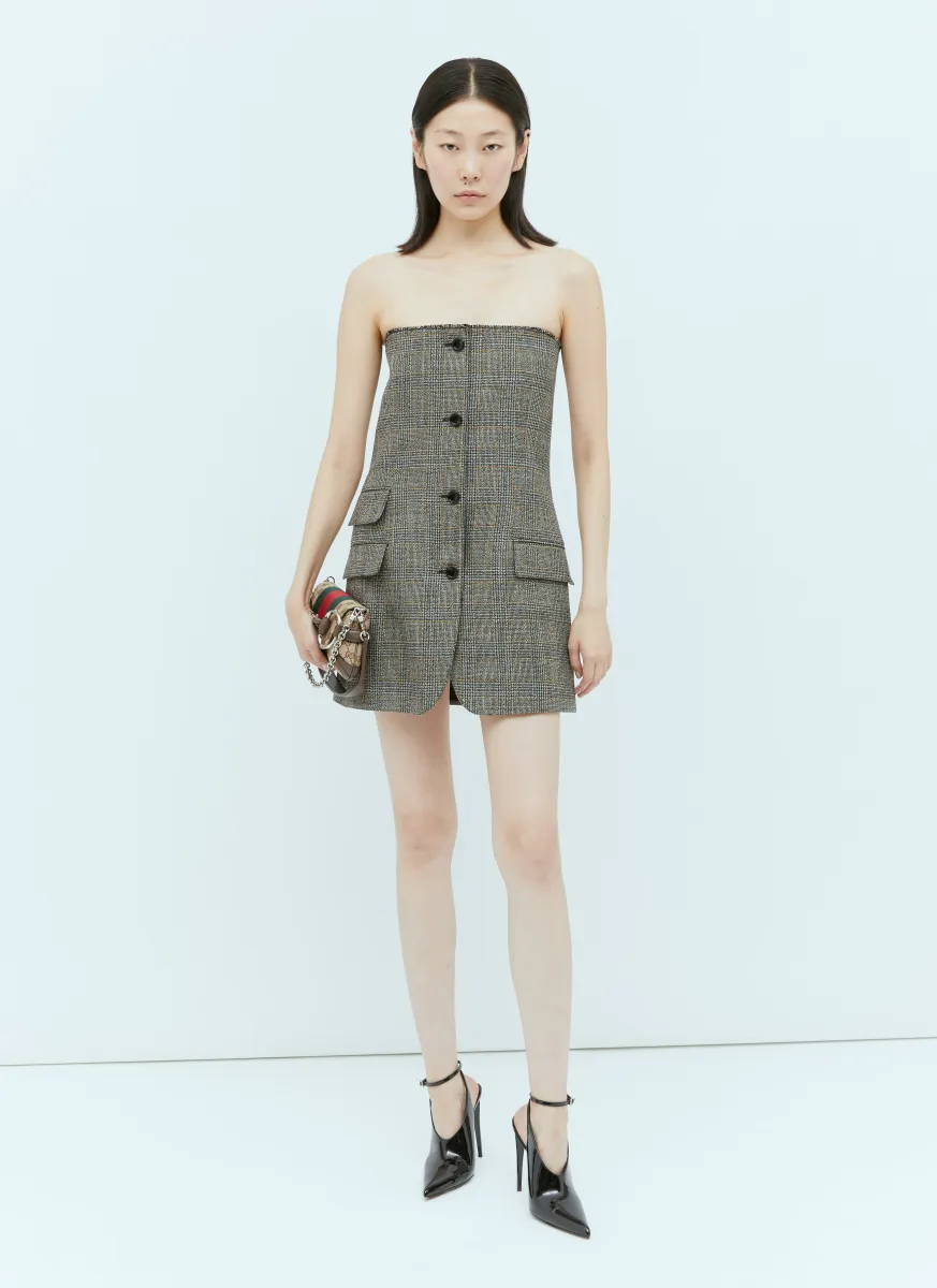 Prince Of Wales Wool Mini Dress