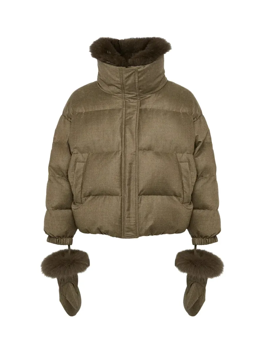Short Loro Piana fabric down jacket Earth