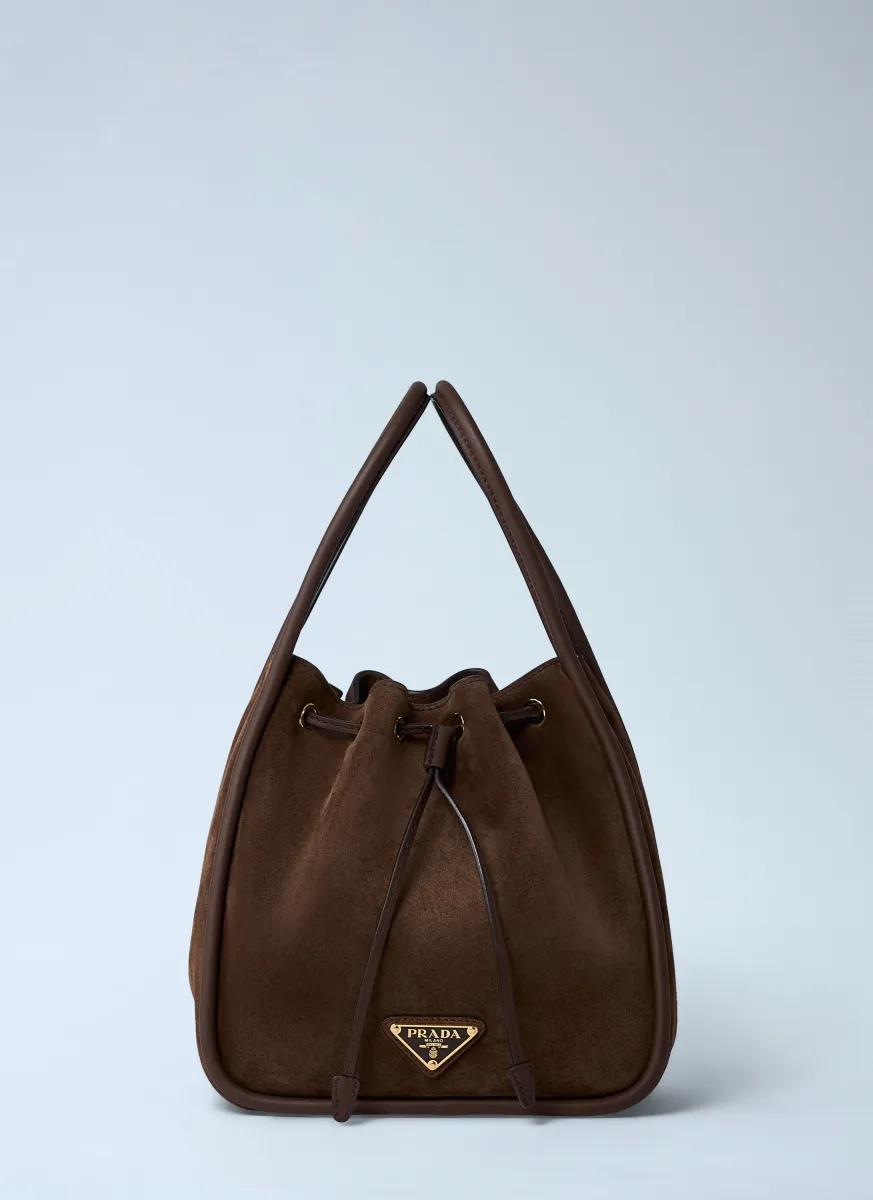 Suede Logo Plaque Handbag