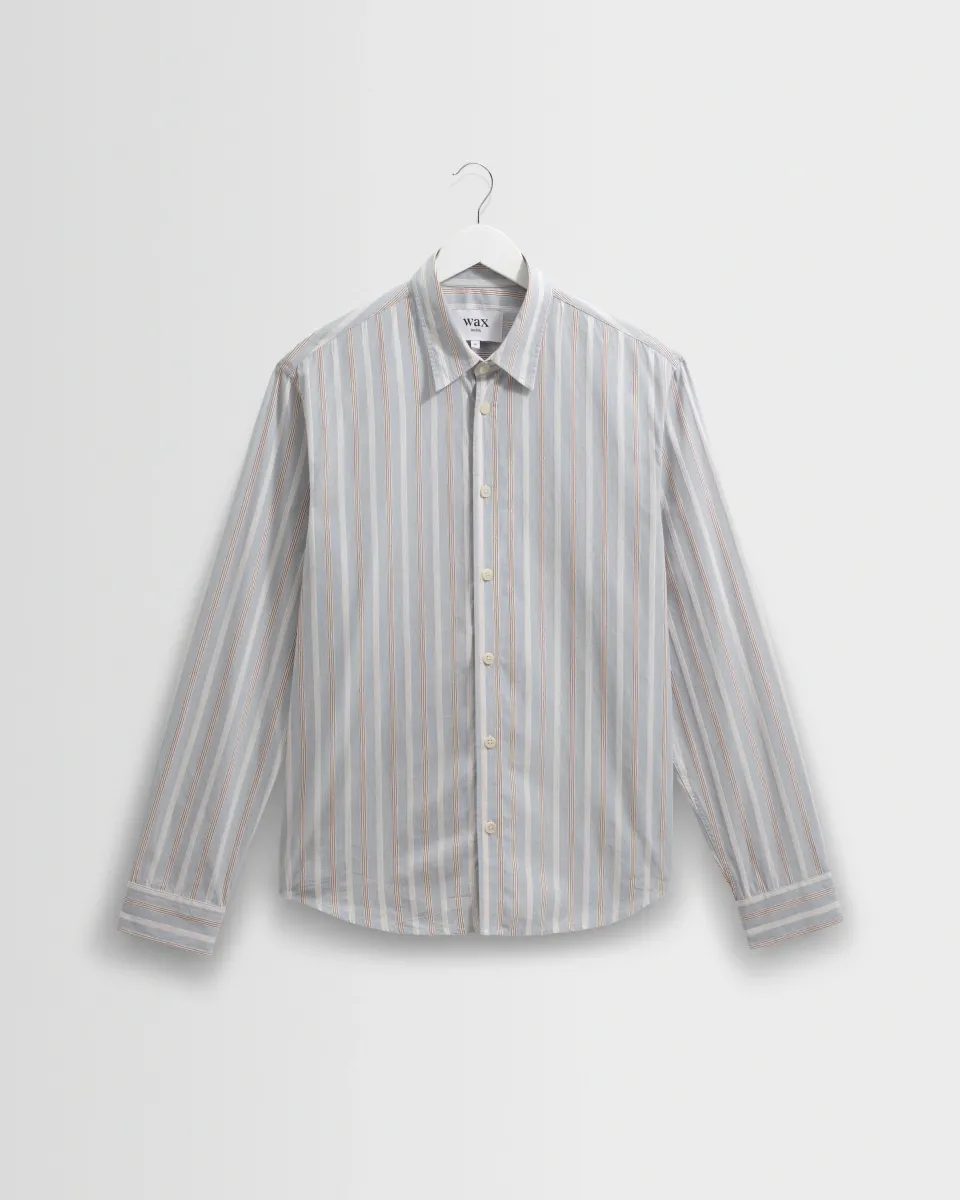 Shelly - Light Blue Dobby Stripe Cotton Shirt