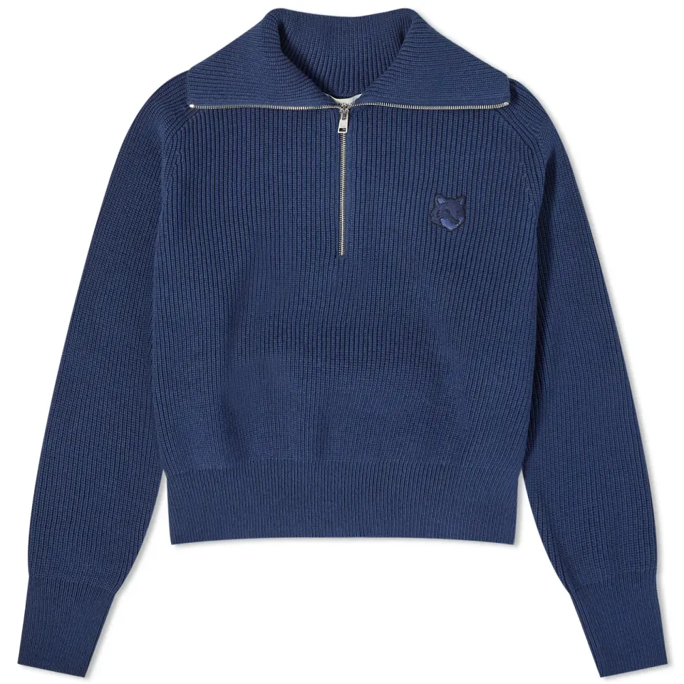 Bold Fox Head Patch Half Zip Jumper