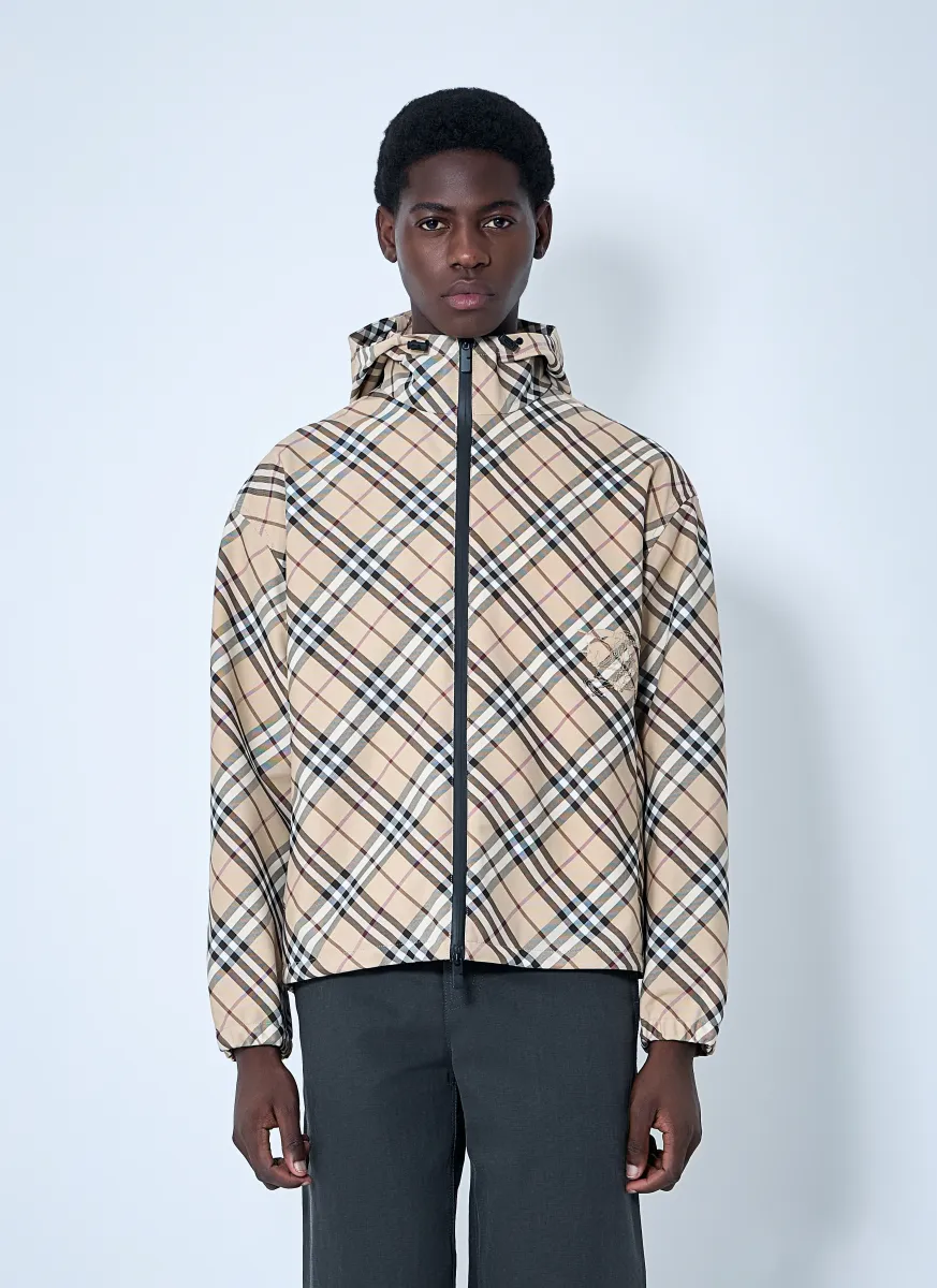 Check Zip-Up Hooded Jacket
