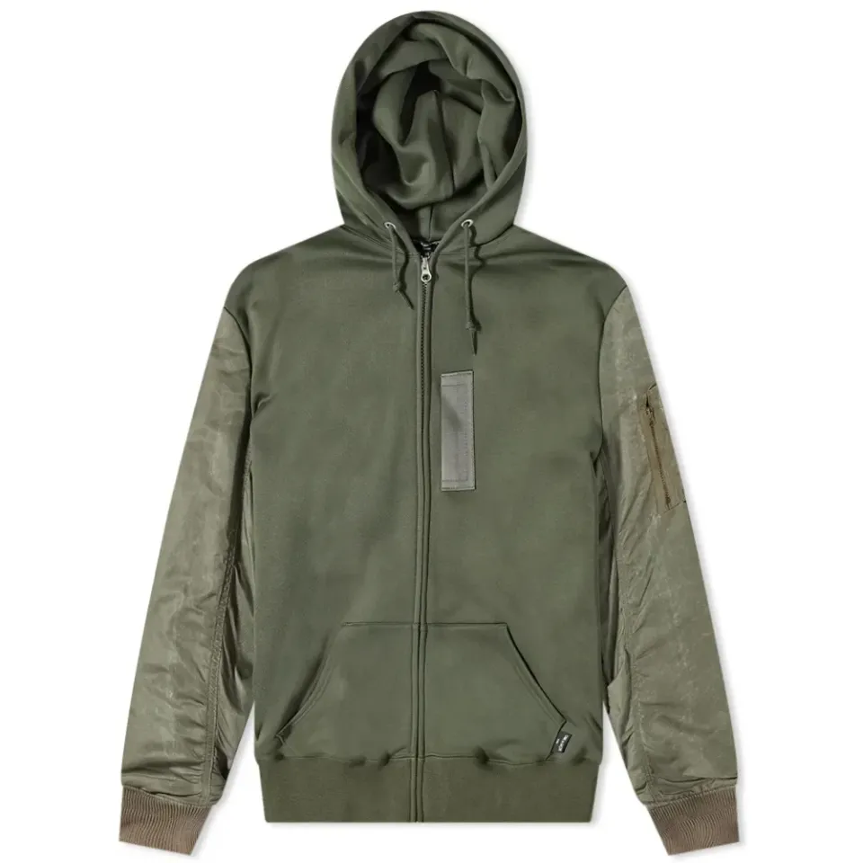 Bomber Sleeve Zip Hoodie
