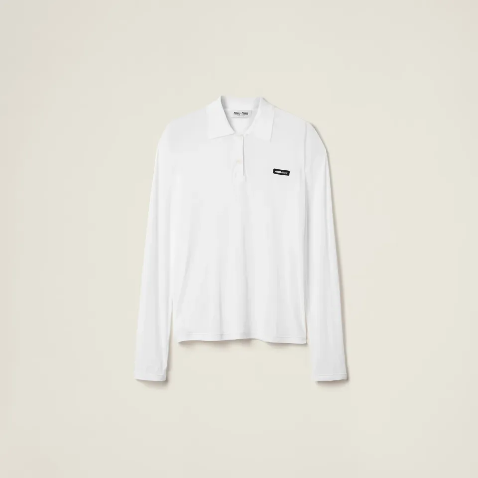Ribbed jersey polo shirt