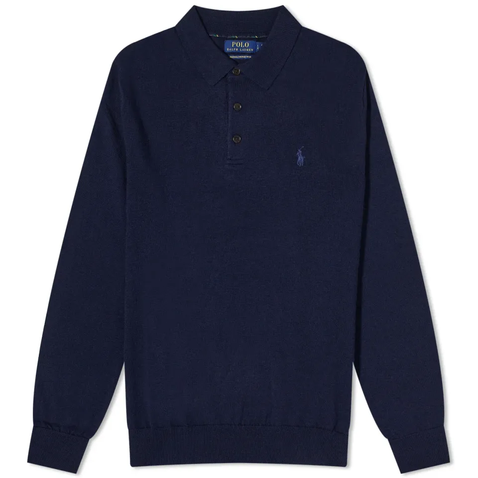 Long Sleeve Knitted Polo