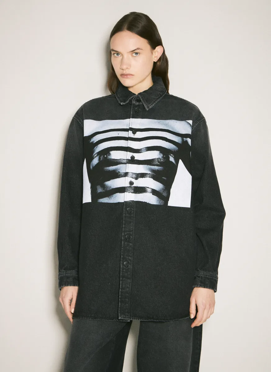 Denim Shirt With Body Mariniere Print