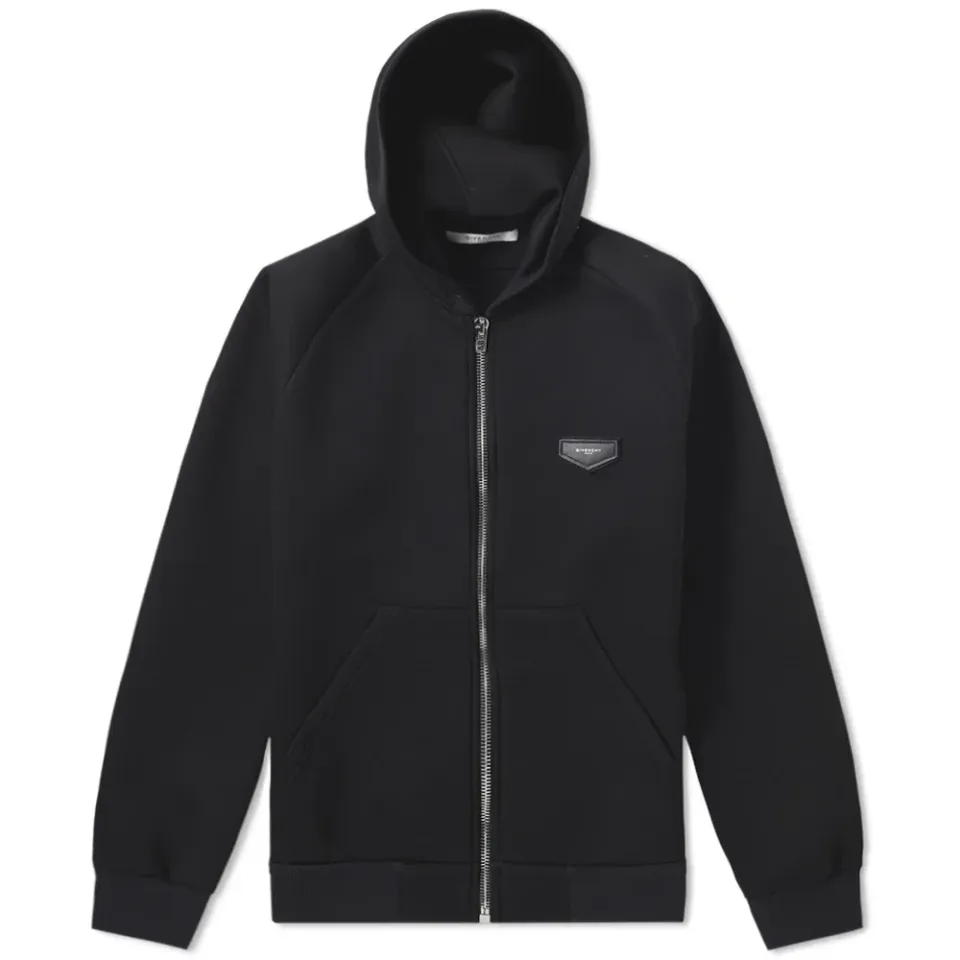 Cuban Leather Patch Zip Hoody