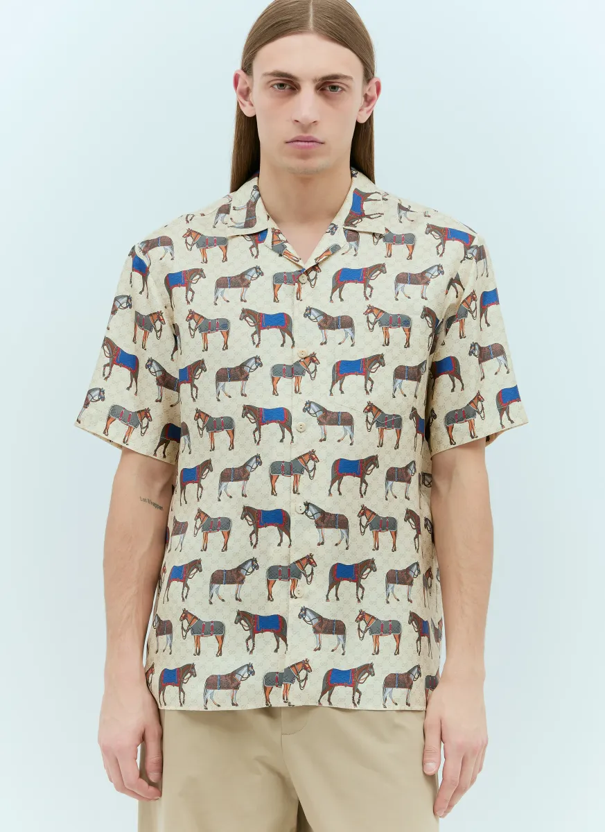 Horse Print Silk Shirt