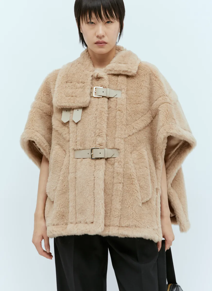 Hooded Teddy Blouson Cape