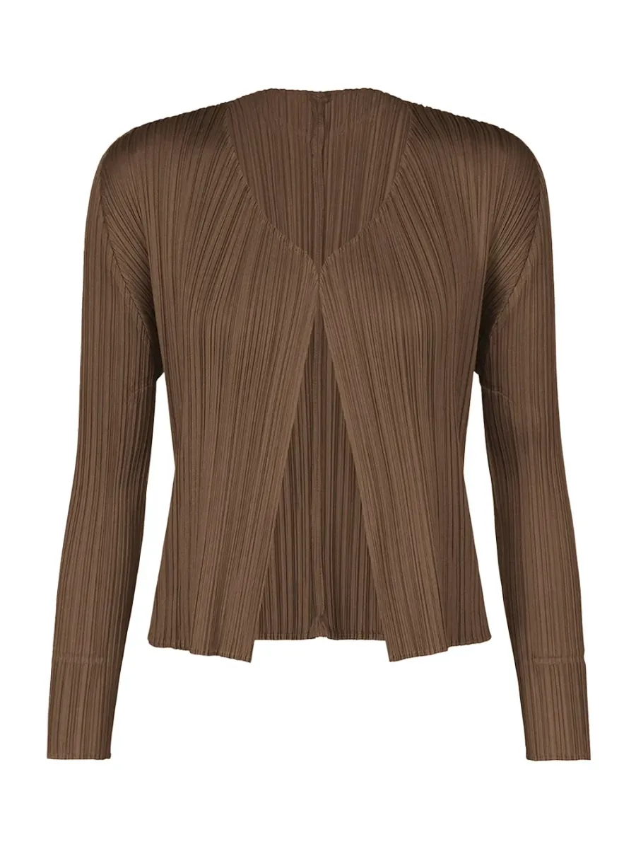 Pleats Please New Colorful Basics Cardigan Brown