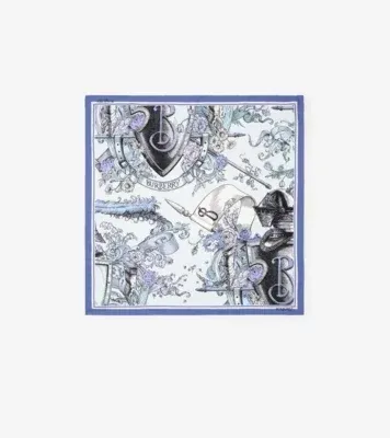 Etched Knight Silk Scarf in Cornflower blue