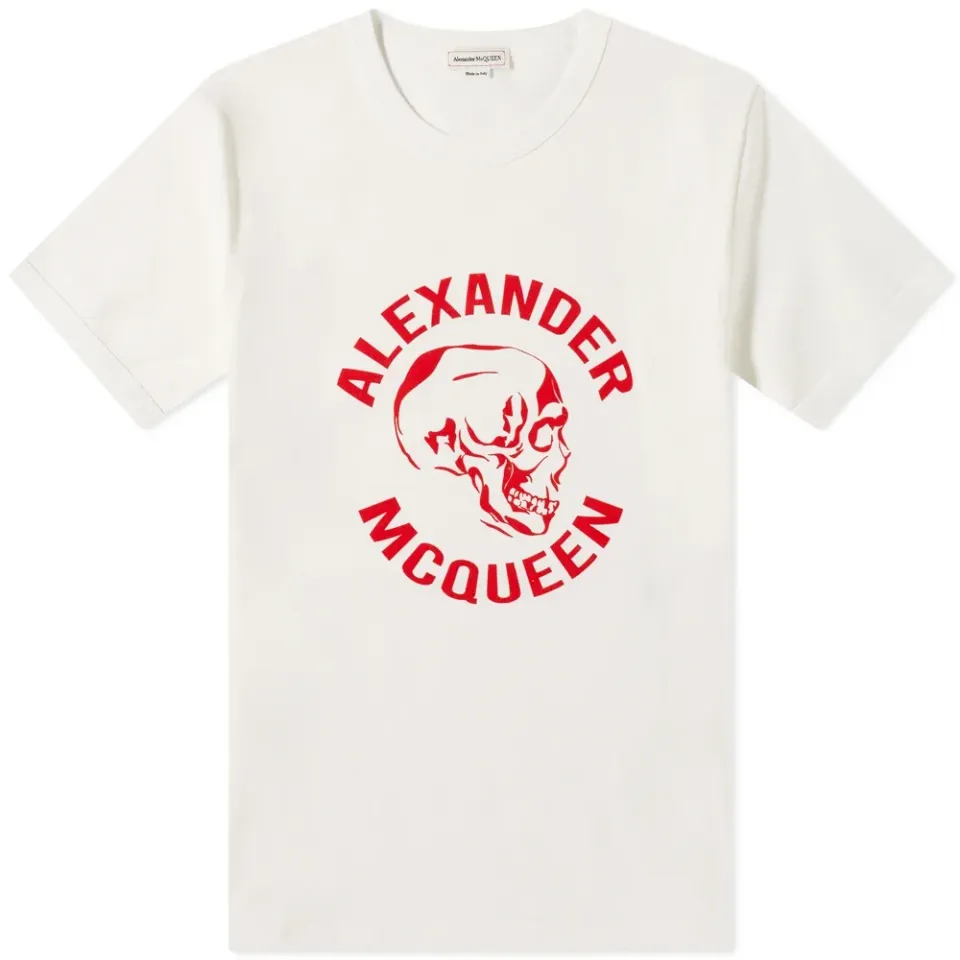 Flocked Skull Logo T-Shirt