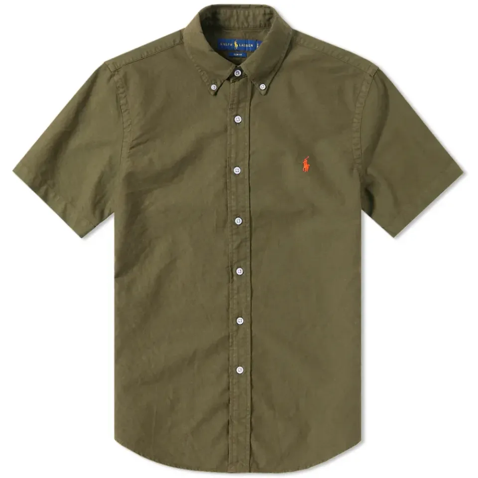 Short Sleeve Garment Dyed Oxford Shirt
