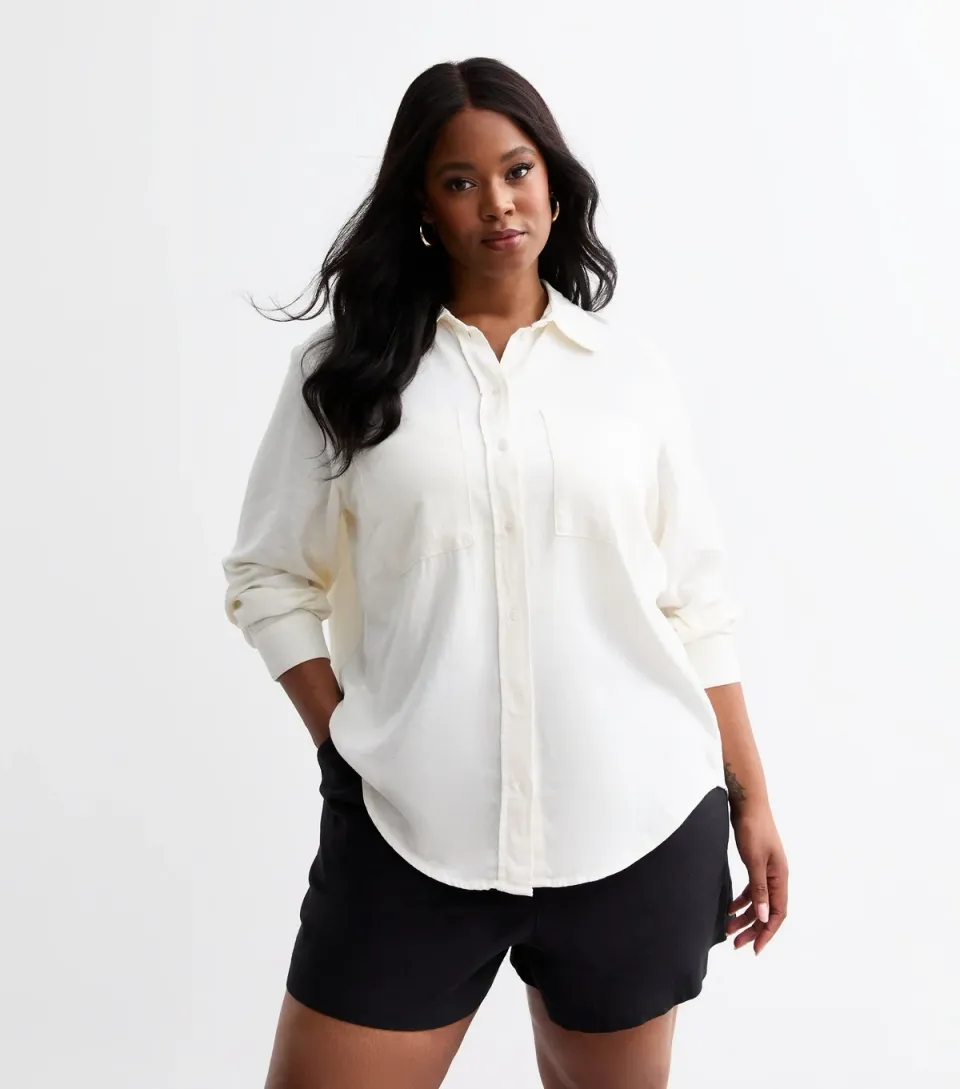 Women's Plus Size Linen-Blend Shirt Curves