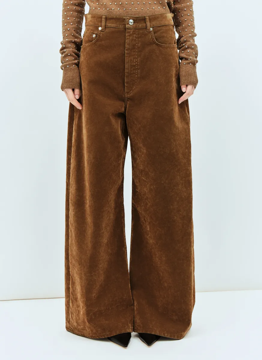 Flocked Denim Pants