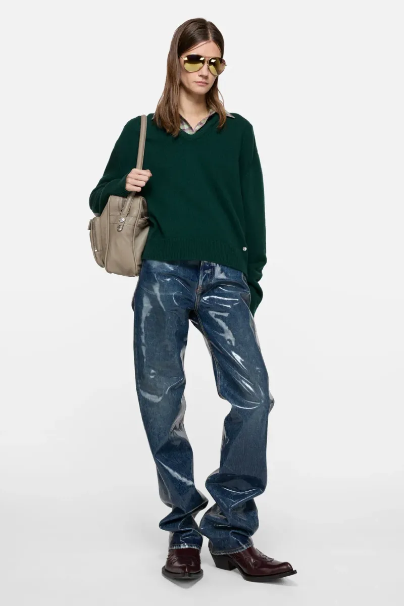 Wool sweater with cut-out