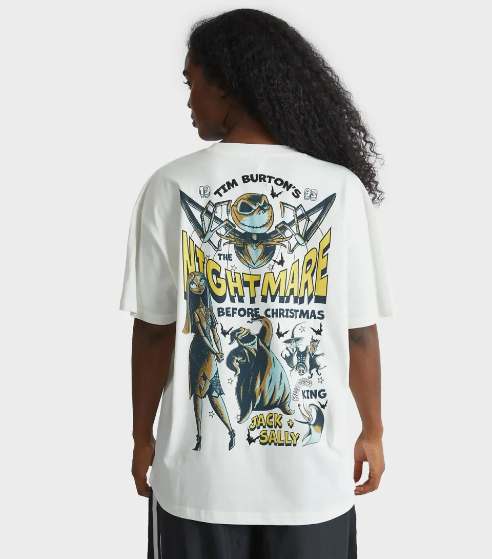 Women's White Nightmare Before Christmas Poster Print T-Shirt