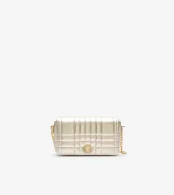 Small Quilted Leather Crossbody Bag in Champagne beige