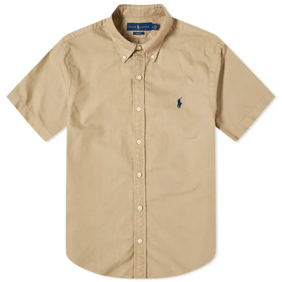 Short Sleeve Garment Dyed Oxford Shirt