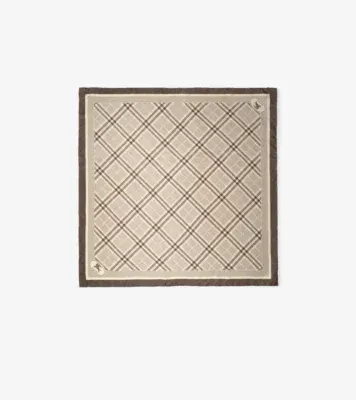 Check Knight Stamp Silk Scarf in Dove grey