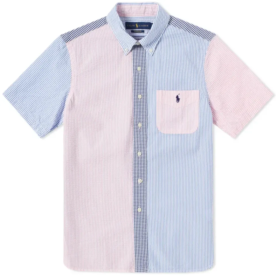 Short Sleeve Seersucker Button Down Shirt
