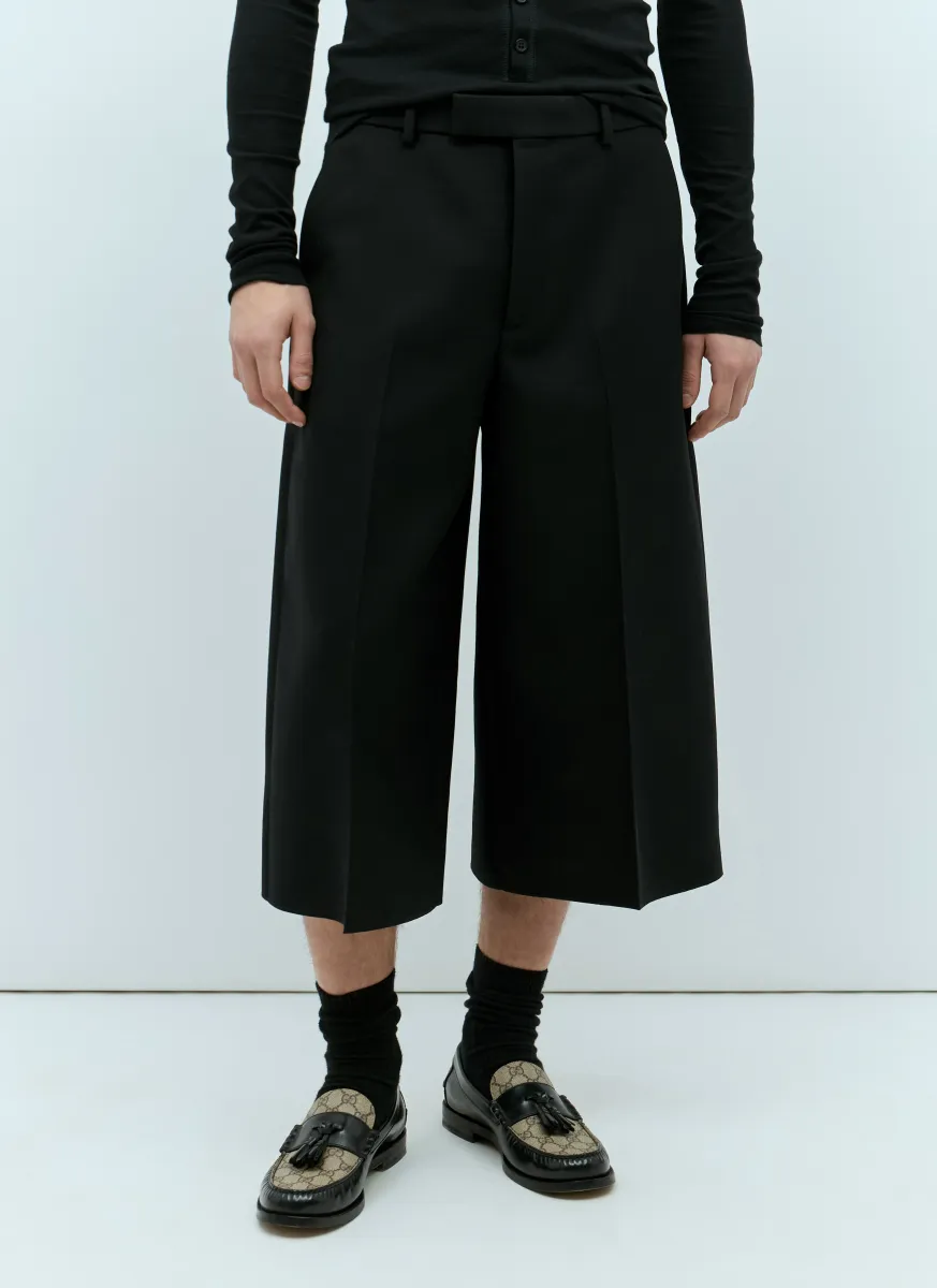 Wool Silk Cropped Pants