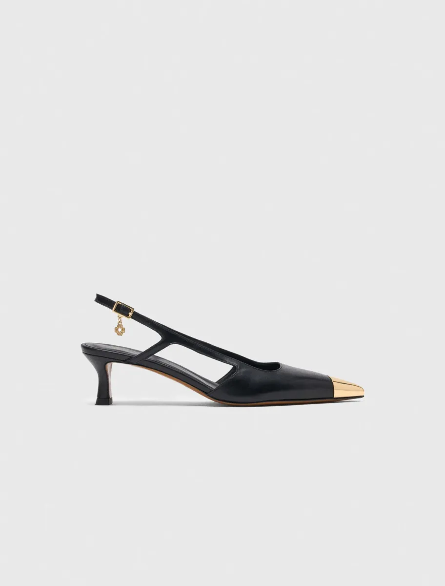 Smooth leather slingback pumps