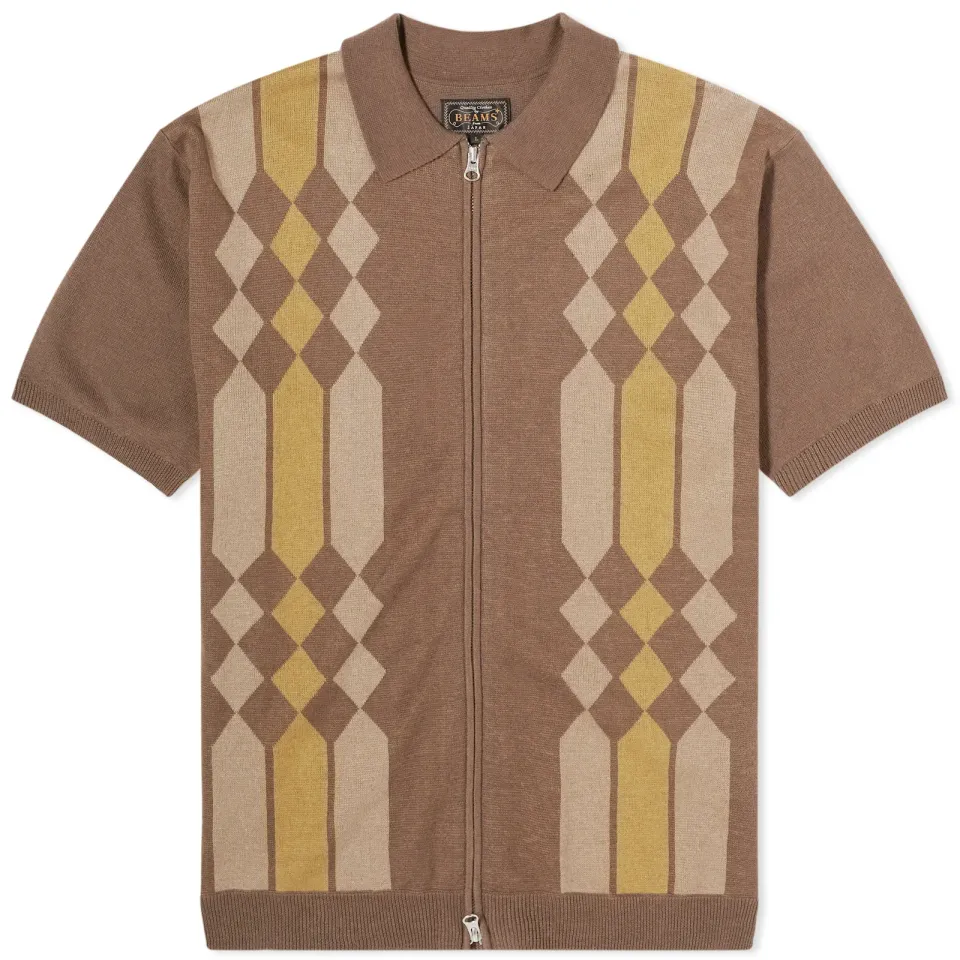 Zip Stripe Knit Polo