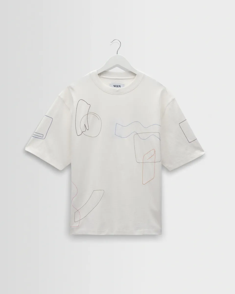 Milton - Ecru Organic Cotton Embroidered Shapes t-Shirt