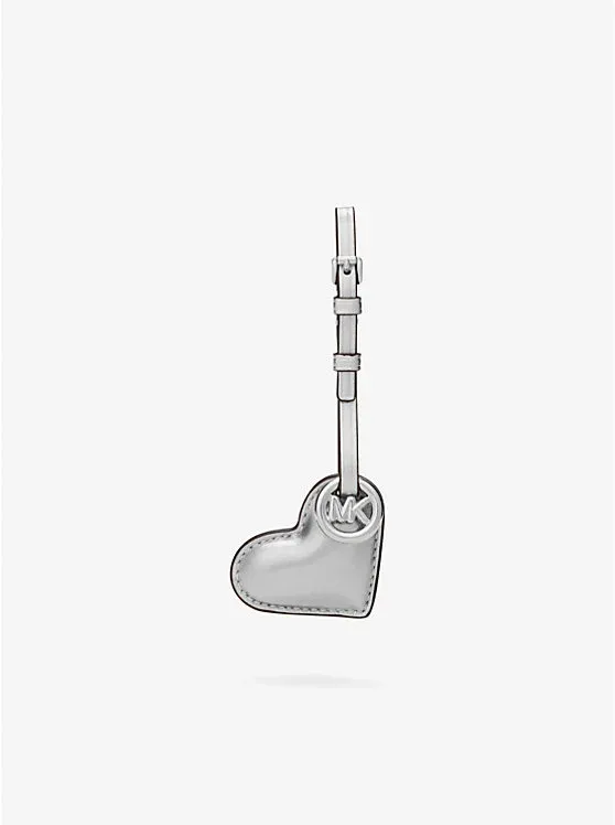 Metallic Puffy Heart Leather Bag Charm