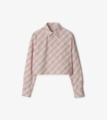 Cropped Check Cotton Shirt in Floss pink