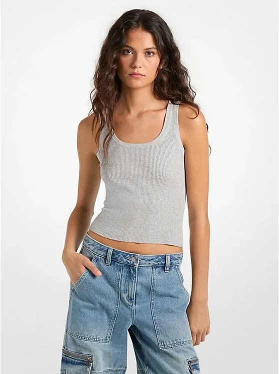 Ribbed Viscose Blend Cropped Tank Top