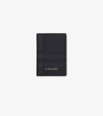 City Check Folding Card Case in Navy - Men, Cotton, Technical