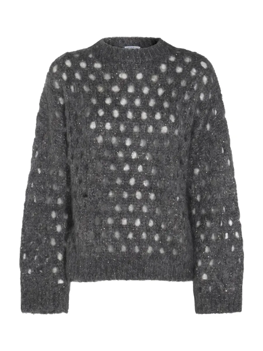 Women open knit sweater Grey