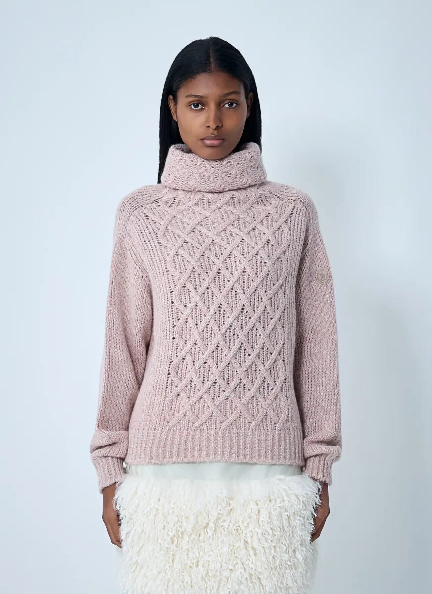 Wool-Blend Cable Knit Sweater