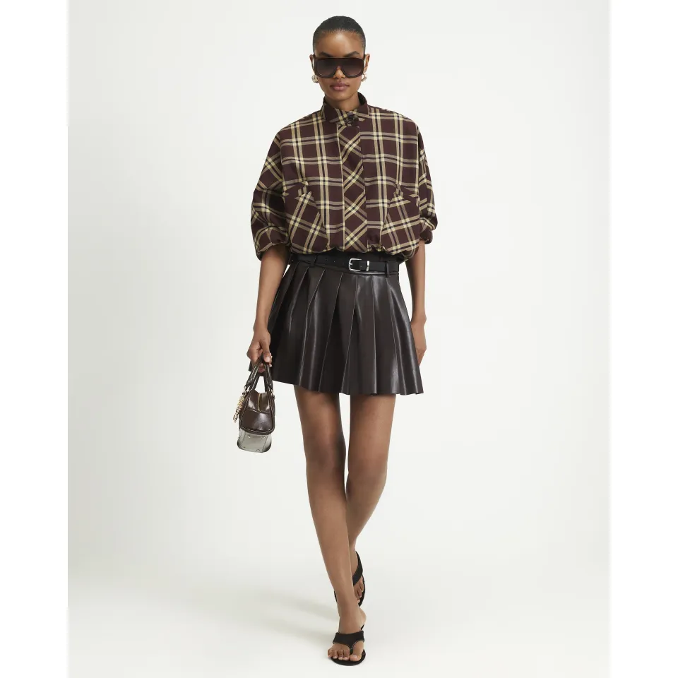 Belted Pleated Mini Skirt