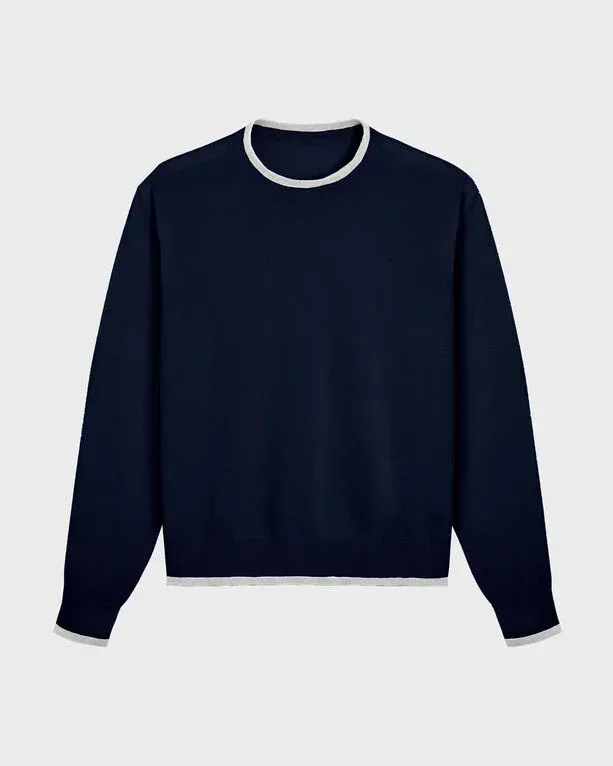 Men Merino Wool Cashmere Silk Crewneck Sweater