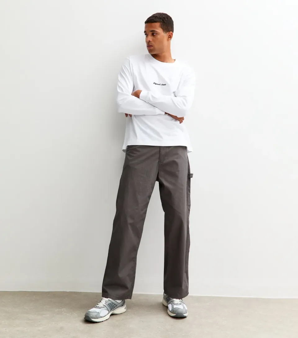Men's Grey Relaxed Cargo Trousers