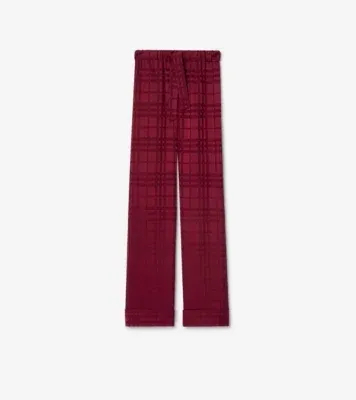 Check Silk Pyjama Trousers in Ripple red