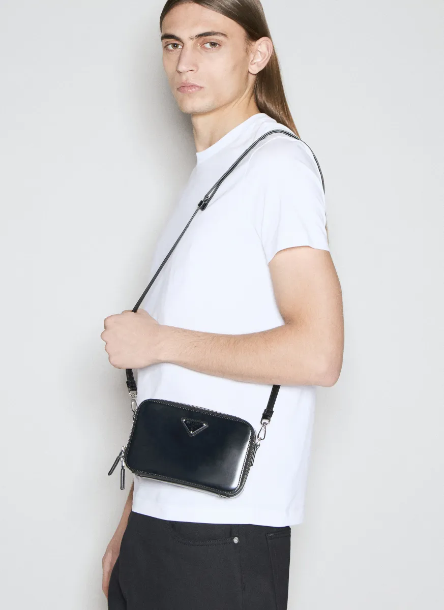 Brique Brushed Leather Crossbody Bag