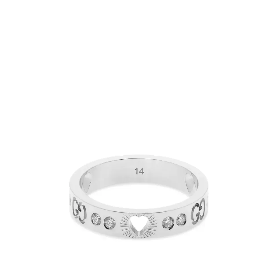 Gucci Icon Cut Out Heart Diamond Band Ring