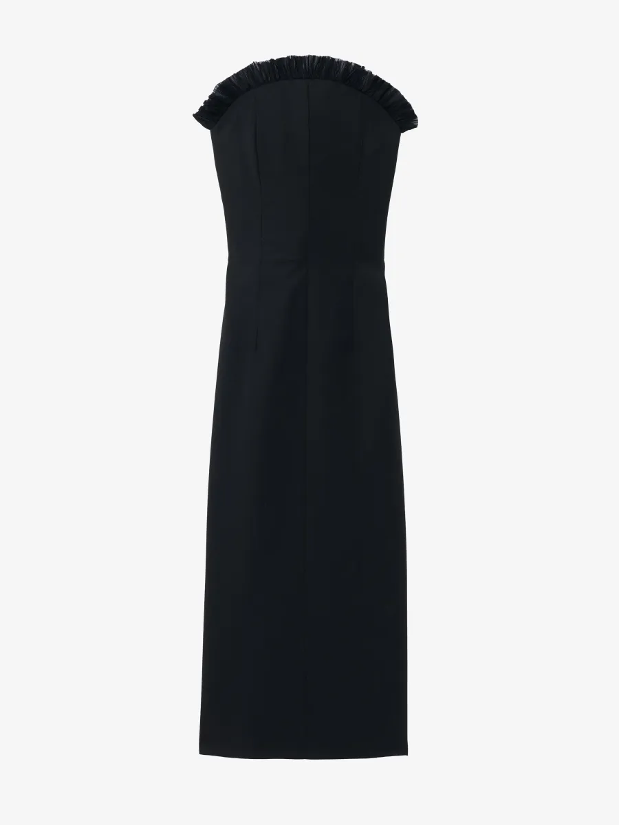 Crepon Trim Evening Dress