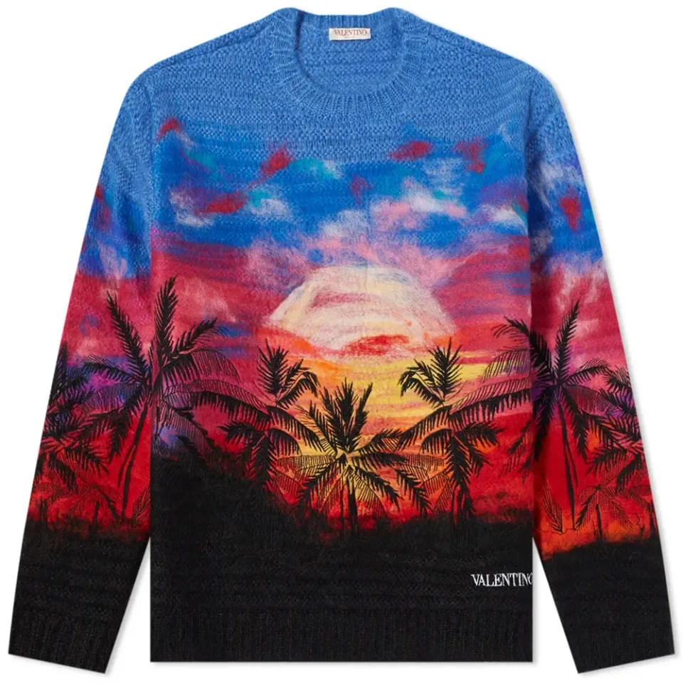 Neon Palmscape Crew Knit