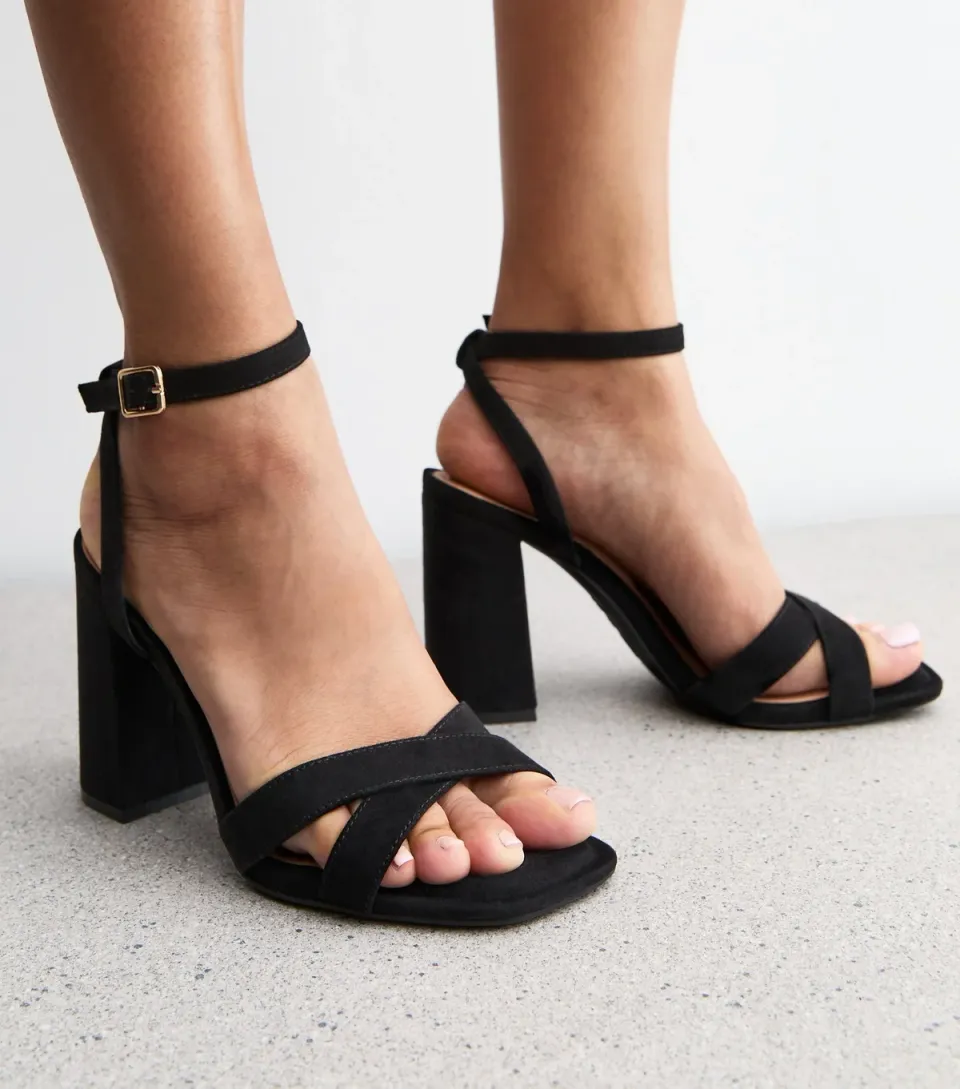 Women's Black Faux Suede Sandals Vegan