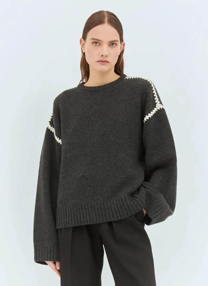 Embroidered Wool Cashmere Sweater