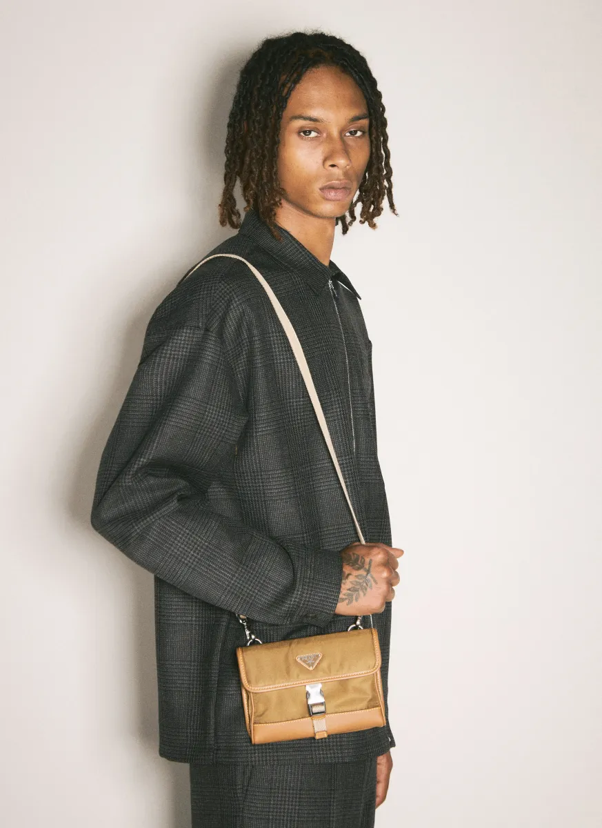 Re-Nylon And Leather Shoulder Bag